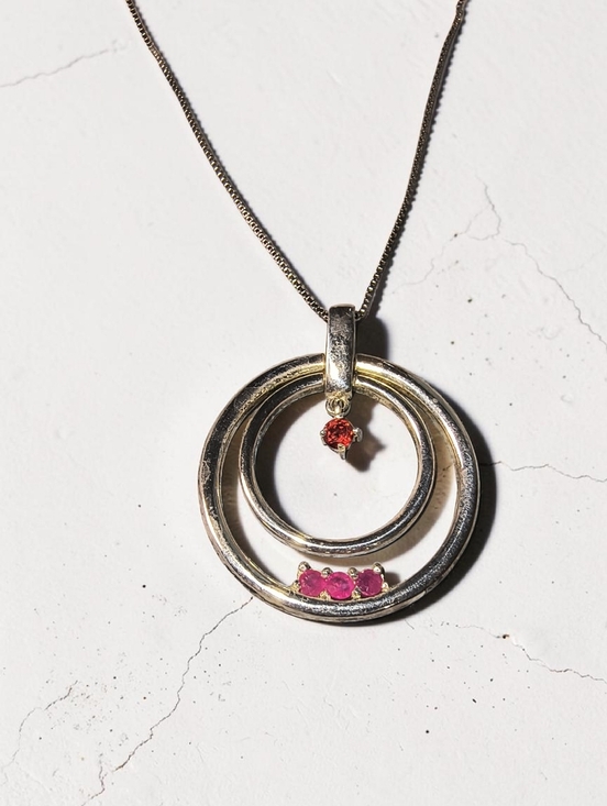 Lenox Jewelry - Vintage Lenox Ruby, Garnet And Sterling Silver Pendant Necklace